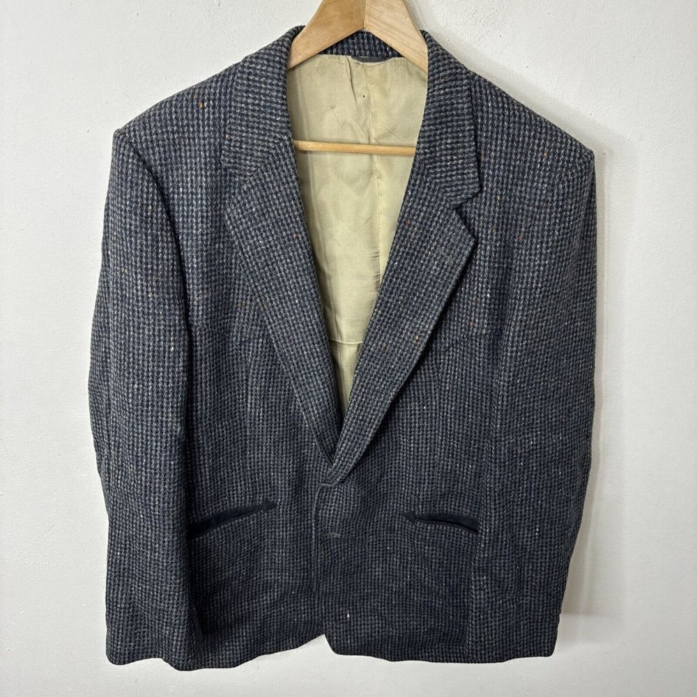 Vintage Dallas Men 46 Gray Tweed Western Blazer Sports Coat Damage‎